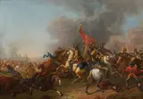 Hyacinthe de La Pegna, Equestrian battle, 1748, oil on canvas