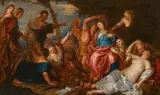 Anthonis Van Dyck, Amarillis and Mirtillo, oil on canvas; framed