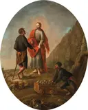Johann Andreas Herrlein, Christ appears to the miners, oil on copper; framed