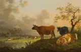 Jean-Baptiste De Roy, Landscape with cattle, 1791, oil on panel; framed
