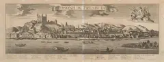 Georg Balthasar Probst, POSONIUM. PRESBURG.", Augsburg, Probst, o. J. (c. 1760), copper engraving from two plates after Friedrich Bernhard Werner; framed