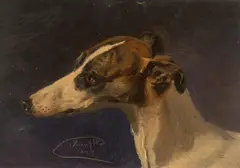 Matthias Ranftl, Portrait of a dog, 1849, oil on panel; framed