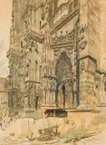 Rudolf von Alt, The portal of the cathedral in Regensburg