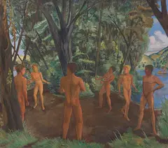 Ballspielende auf der Maininsel by Erich Heckel, 1927, Tempera on canvas, sold Jun 2024