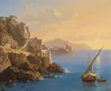 Leo von Klenze, Amalfi im Abendlicht, 1832, Oil on paper, laid on copper