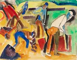 Karl Schmidt-Rottluff, Beim Torfstechen, 1922, Watercolor and ink pen