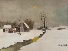 Horace Pippin, Winterlandschaft, Um 1940, Oil on cardboard
