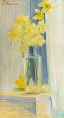 Curt Herrmann, Gelbe Narzissen in Glasvase, Um 1896, Oil on canvas