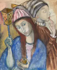 Komödianten by Anita Rée, Um 1918, Watercolor and pastel over pencil, sold Jun 2024