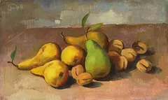 Karl Hofer, Stillleben mit Birnen und Aprikosen, 1940, Oil on canvas