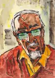 Karl Schmidt-Rottluff, Selbstporträt II, 1968, Watercolor and ink brush