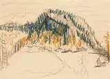 Junkerboden (Landschaft bei Davos) by Ernst Ludwig Kirchner, 1937, Colored chalk drawing, sold Jun 2024