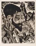 Sennkopf (Martin Schmid) by Ernst Ludwig Kirchner, 1917, Woodcut, sold Jun 2024