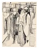 Straßenszene (Passanten auf der Straße) by Ernst Ludwig Kirchner, 1928, Ink brush and Pen and India ink drawing over pe..., sold Jun 2024