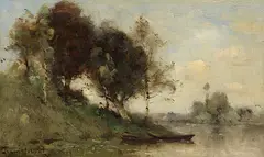 Paysanne au bord de l'eau by Paul Désiré Trouillebert, 1870/80, Oil on panel, sold Jun 2024