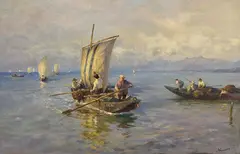 Albert Kappis, Abend am See, 1900, Oil on canvas