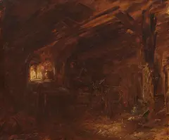 Wilhelm Busch, Esel und Huhn im Stall, Um 1880, Oil on panel