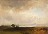 Christian Morgenstern, Landschaft am See mit aufziehenden Wolken, 1843, Oil on cardboard