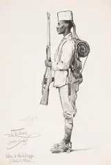Wilhelm Kuhnert, Konvolut: Askari (Bl. 1). Afrikanische Frau (Bl.2), Um 1903, Pencil drawings