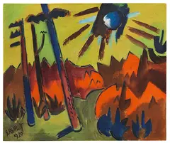 Karl Schmidt-Rottluff, Junger Wald und Sonne, 1920, Oil on canvas