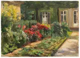 Max Liebermann, Wannseegarten - Haus mit roten Stauden, 1926, Oil on canvas