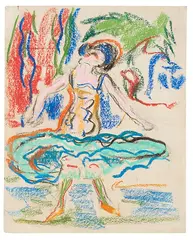 Ernst Ludwig Kirchner, Kabarett-Tänzerin, Um 1908/09, Pastel chalks
