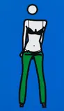 Julian Opie, Woman taking off jeans. 2, 2003, Mixed media. Vinyl on stretcher