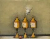 Friedrich Meckseper, Drei Flaschen, 1968, Oil on canvas
