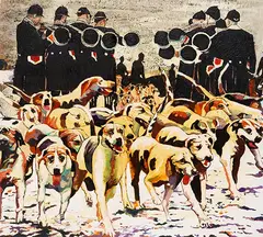 Halali by Cornelia Schleime, 2005, Acrylic, shellac and asphalt varnish on canvas, sold Jun 2024