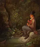 Carl Spitzweg, Der Angler am Waldbach, 1844, Oil on panel