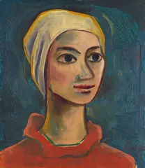 Karl Hofer, Mädchenporträt, Um 1920, Oil on copper plate