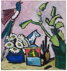 Gabriele Münter, Stilleben mit Kasperltheater, 1917, Oil on cardboard