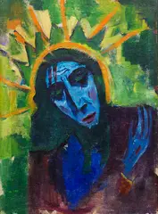Hermann Stenner, Christuskopf, 1913/14, Oil on canvas