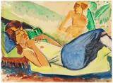 Max Pechstein, Ruhendes Mädchen, 1921, Watercolor over pencil
