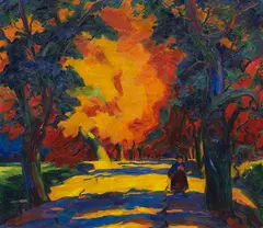 Ernst Sagewka, Kastanienallee bei Höxter, 1921, Oil on canvas