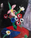 Hermann Stenner, Blumenstilleben auf Schwarzem Grund II, 1913, Oil on canvas