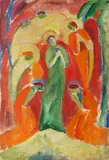 Hermann Stenner, Heilige von Engeln verehrt, 1913, Oil on canvas