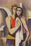 Karl Hofer, Mädchen vor Architektur, 1949, Oil on canvas
