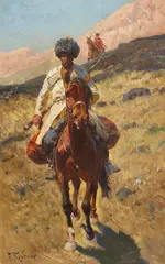 Franz Roubaud, Kaukasische Reiter, um 1890/1900, Oil on canvas