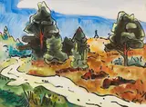 Karl Schmidt-Rottluff, Landschaft, 1938, Watercolor and India ink