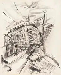 Ludwig Meidner, Strassenszene, 1913, Chalks- and pencil drawing on firm paper