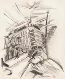 Ludwig Meidner, Strassenszene, 1913, Chalks- and pencil drawing on firm paper