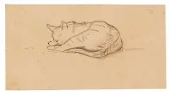Kleine Katzenstudie by Franz Marc, Ca. 1908, Pencil drawing, on wove paper, laid on cardboard, sold Dec 2023
