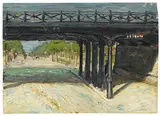 Otto Dix, Eisenbahnbrücke (Brücke in Dresden), Um 1911/12, Oil on canvas, laid on cardboard