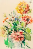 Oskar Kokoschka, Blumenstillleben, 1969, Watercolor