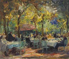 Kaffeegarten in München by Otto Eduard Pippel, Um 1910/20, Oil on canvas, sold Dec 2023
