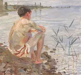 Christian Landenberger, Badender Knabe (Dingelsdorf), 1913, Oil on canvas