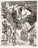Skisprung by Ernst Ludwig Kirchner, 1927, Woodcut, sold Dec 2023