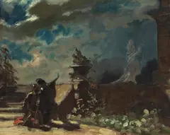 Carl Spitzweg, Hamlet und der Geist seines Vaters, Um 1870, Oil on paper, laminated on cardboard