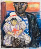 Otto Dix, Fischer und das Kind, 1962, Pastel